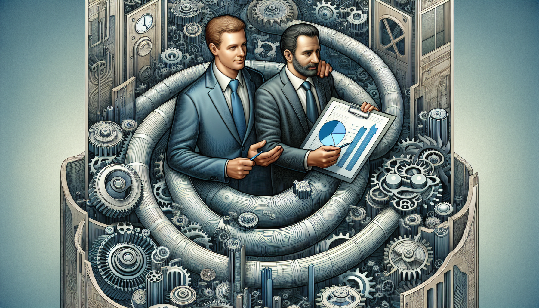 How to Sell a HVAC Company 4 Illustration of a business broker guiding an HVAC business owner through the sale process